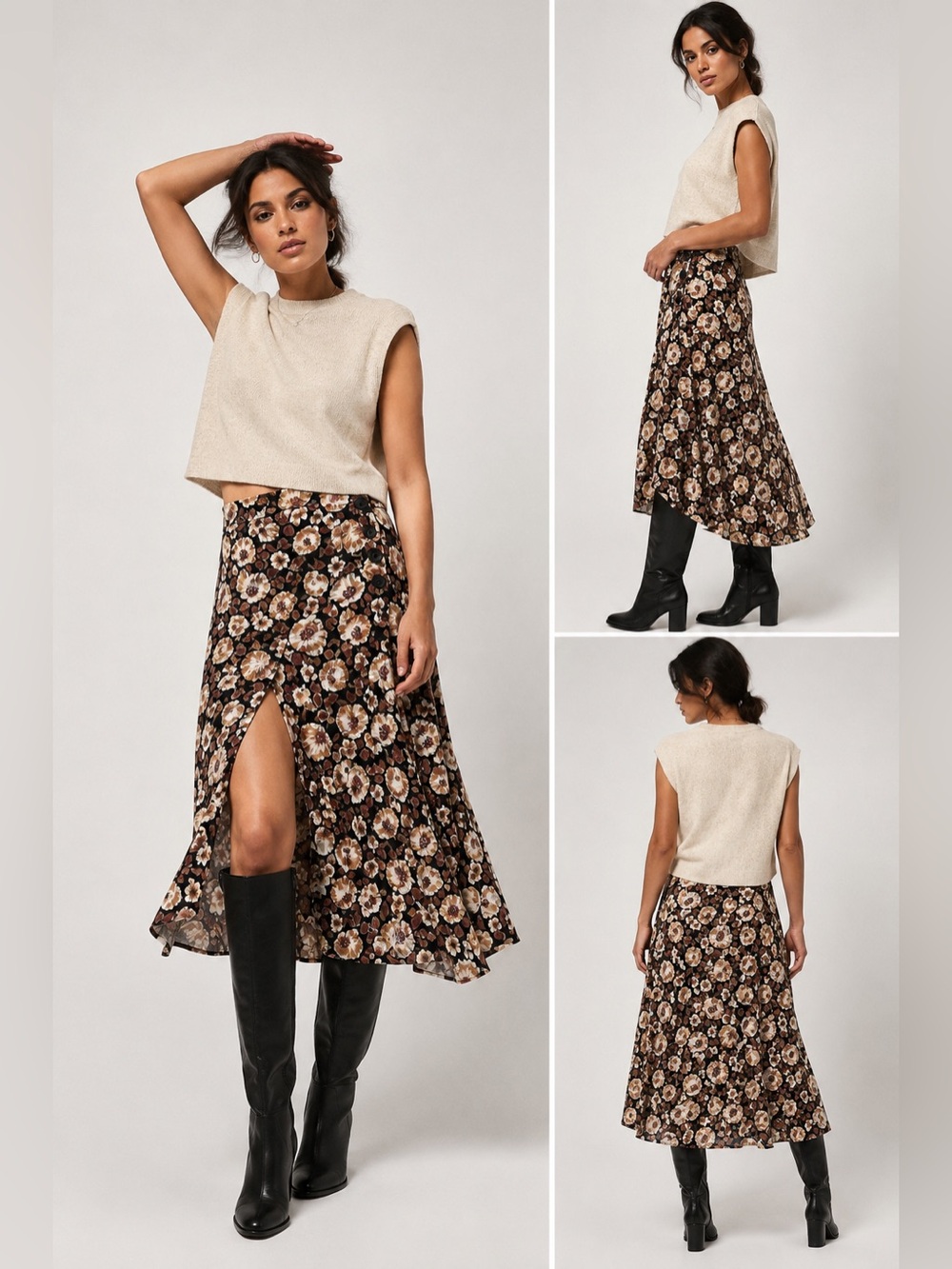 NWT Nation Los Angeles Belinda Floral Wrap Midi Skirt XL 100% Tencel Lyocell